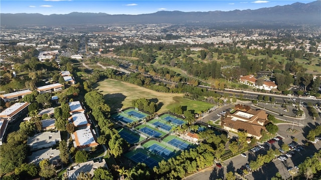 bird's eye view with a mountain view