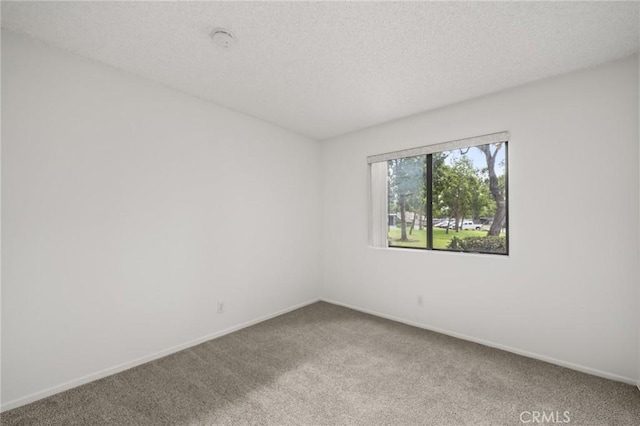 unfurnished room with carpet and a textured ceiling