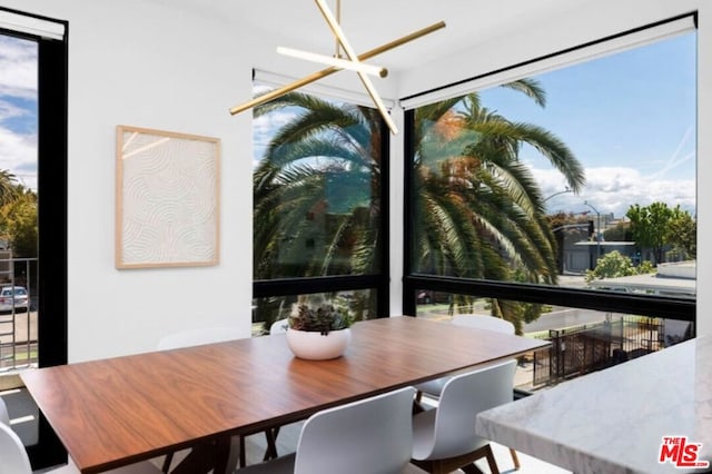 interior space with a chandelier