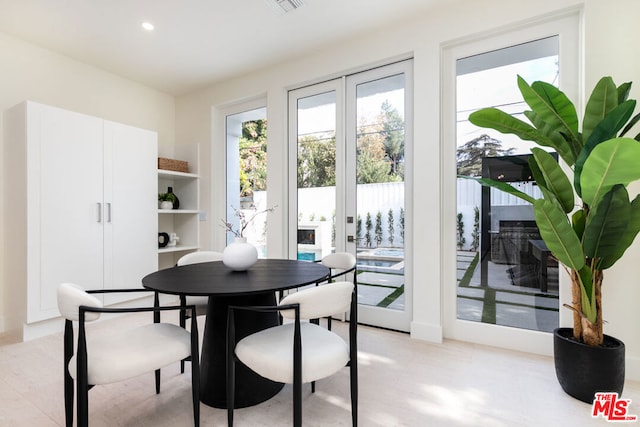 dining space with french doors