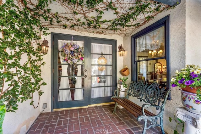 property entrance with french doors