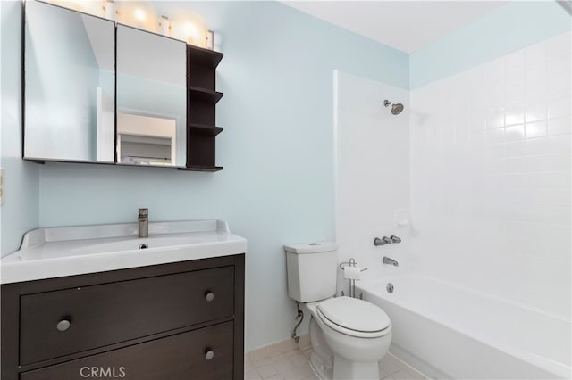 full bathroom with tile patterned floors, vanity, toilet, and bathing tub / shower combination