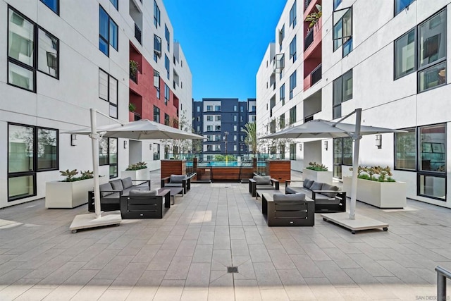 view of patio with an outdoor hangout area