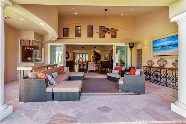 view of patio / terrace featuring outdoor lounge area and ceiling fan