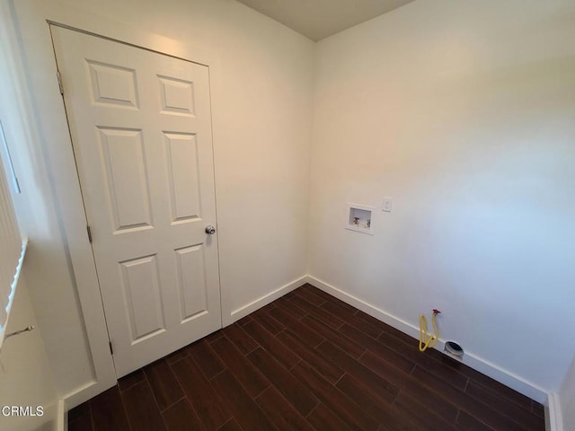 laundry area with washer hookup and dark hardwood / wood-style floors