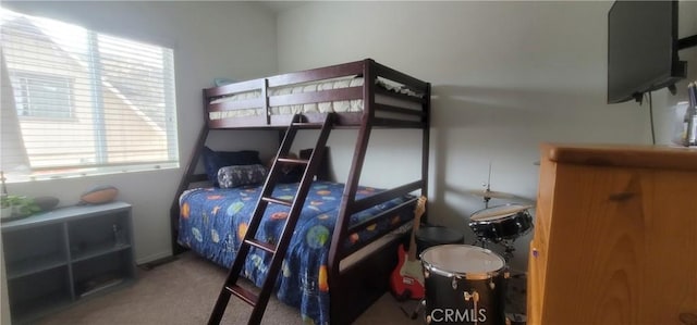 carpeted bedroom with multiple windows