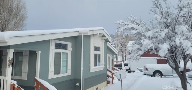 view of snowy exterior