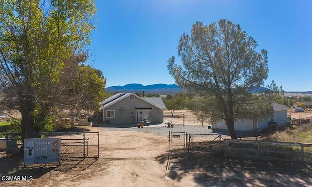 exterior space featuring a mountain view