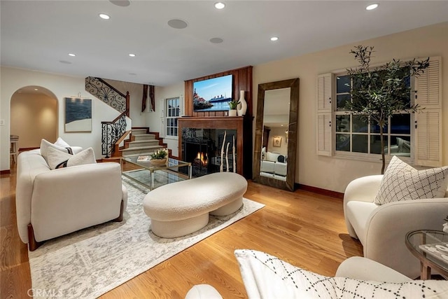 living room featuring light hardwood / wood-style flooring