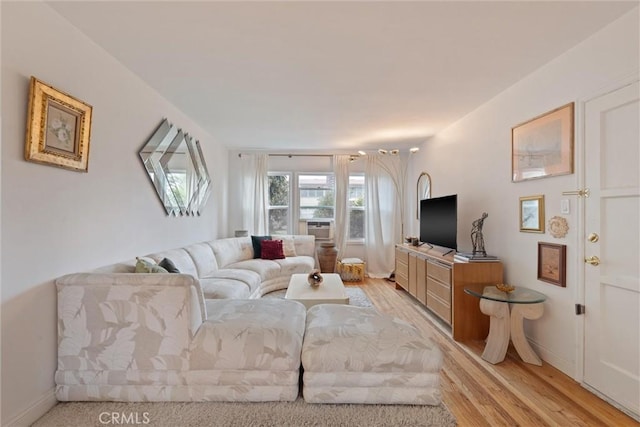 living room featuring light wood-type flooring