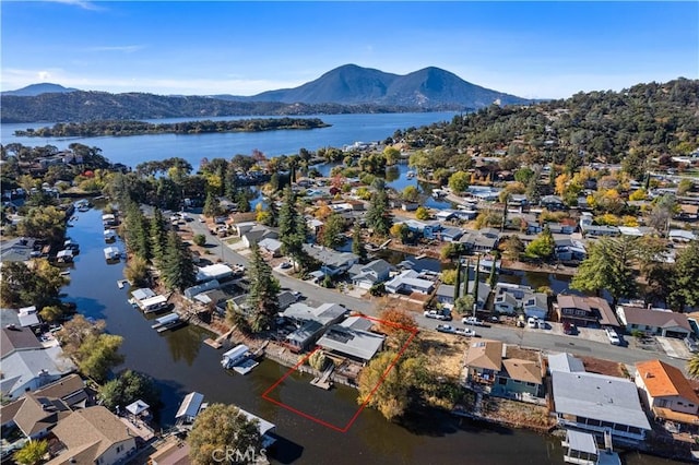 12755 Blue Heron Ct, Clearlake Oaks, CA 95423 - drone / aerial view featuring a water and mountain view