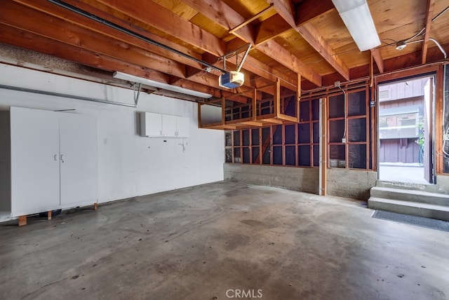 garage with a garage door opener