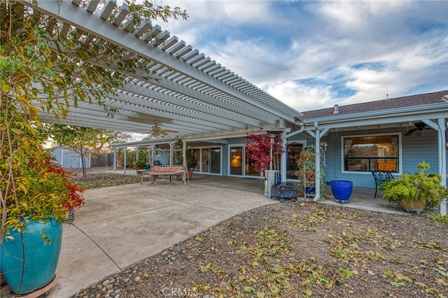 view of patio featuring a pergola