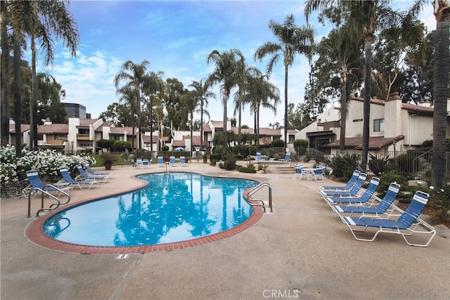 view of pool featuring a patio