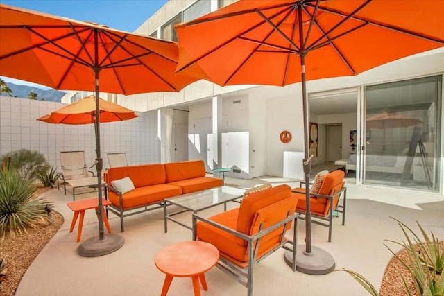 view of patio / terrace featuring an outdoor hangout area