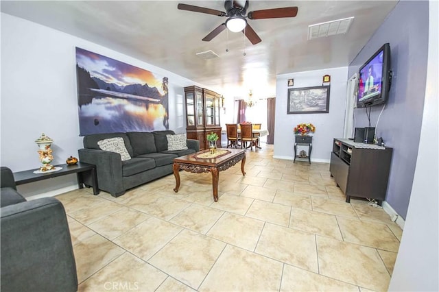 17053 Roscoe Blvd Unit 1, Northridge, CA 91325 - living area with a ceiling fan and light tile patterned flooring
