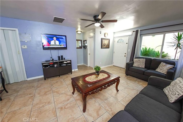 17053 Roscoe Blvd Unit 1, Northridge, CA 91325 - living room with light tile patterned floors and a ceiling fan