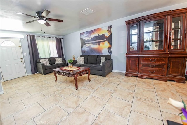 17053 Roscoe Blvd Unit 1, Northridge, CA 91325 - living area featuring ceiling fan and light tile patterned floors