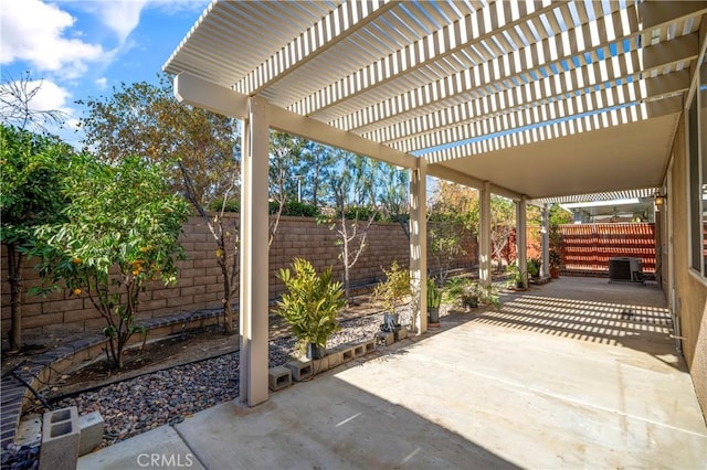 view of patio with a pergola and cooling unit