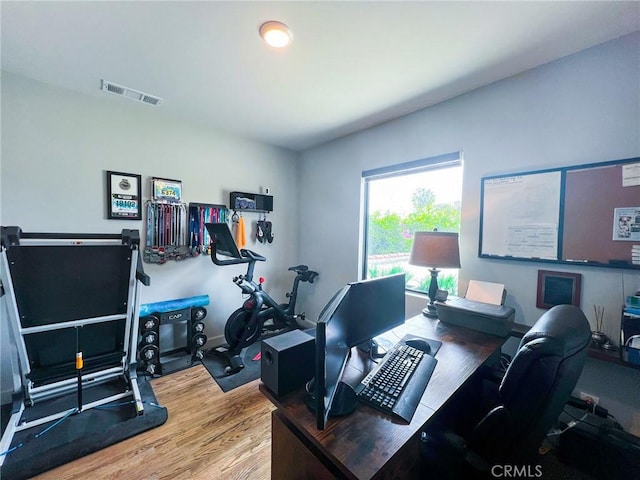 office area featuring wood-type flooring