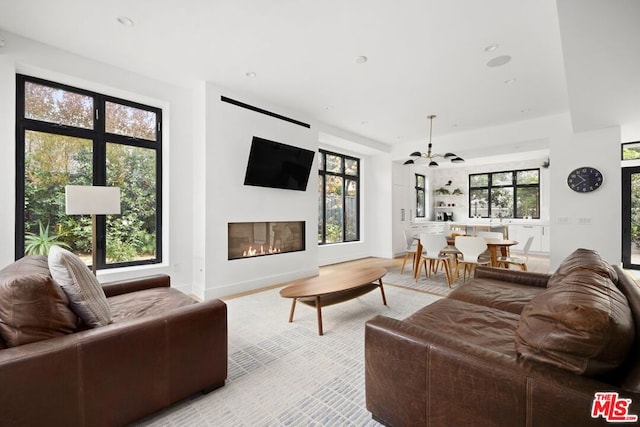 living room with ceiling fan