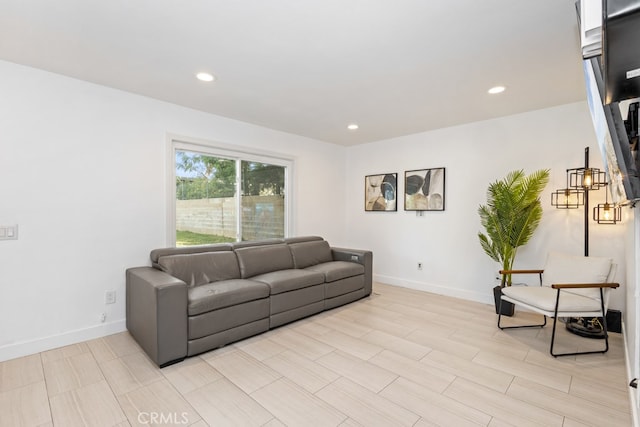 living room with light wood-type flooring