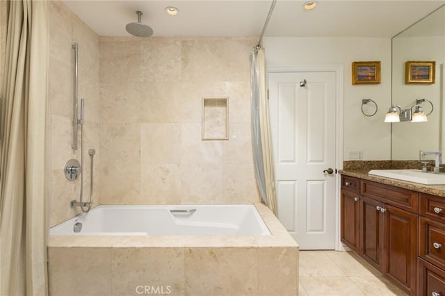 bathroom with tile patterned floors and vanity