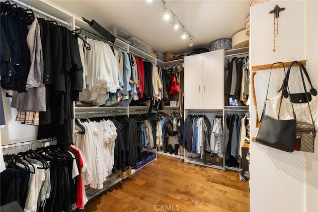 spacious closet featuring hardwood / wood-style flooring