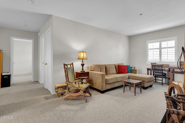 view of carpeted living area