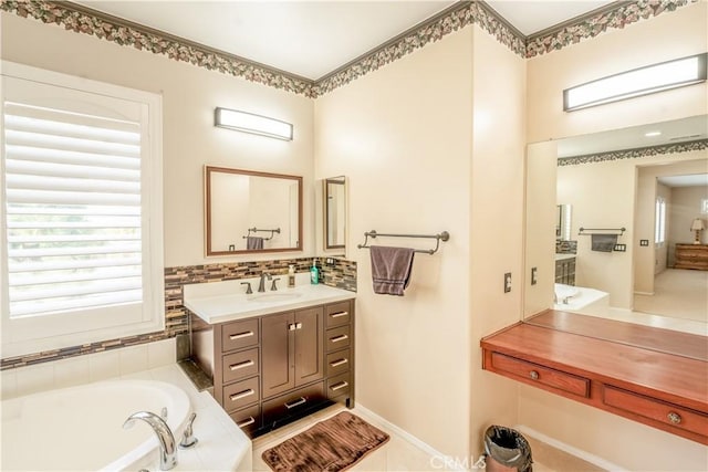 bathroom featuring vanity and a bathing tub