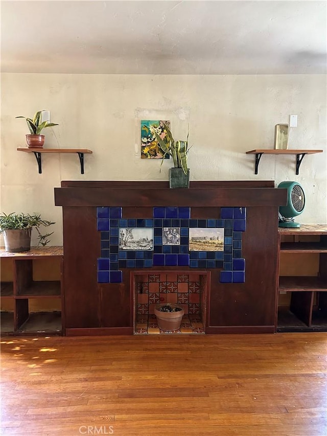 bar featuring hardwood / wood-style floors