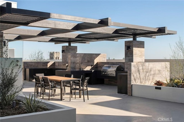 view of patio featuring area for grilling and exterior kitchen