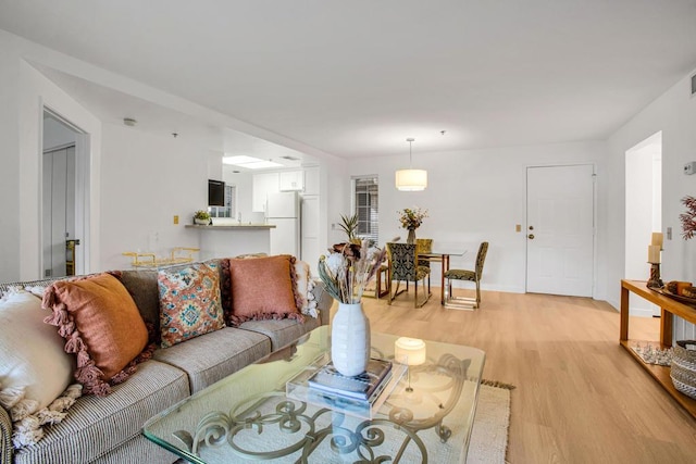 living room featuring light hardwood / wood-style floors