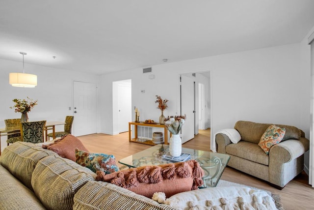 living room featuring light hardwood / wood-style flooring