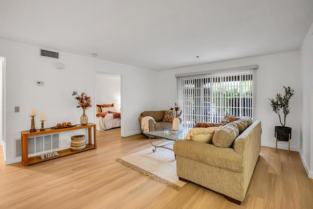 living room with light hardwood / wood-style flooring