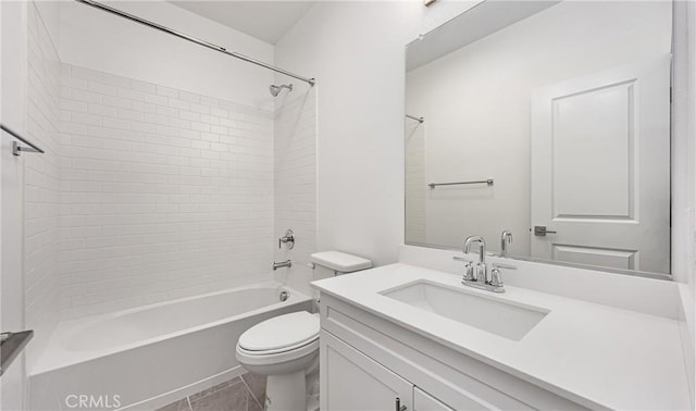 full bathroom featuring toilet, vanity, and shower / bathtub combination