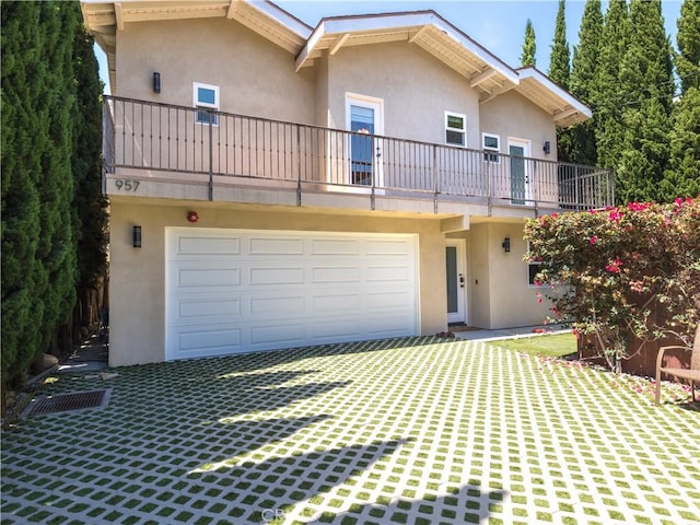 view of front of property with a garage