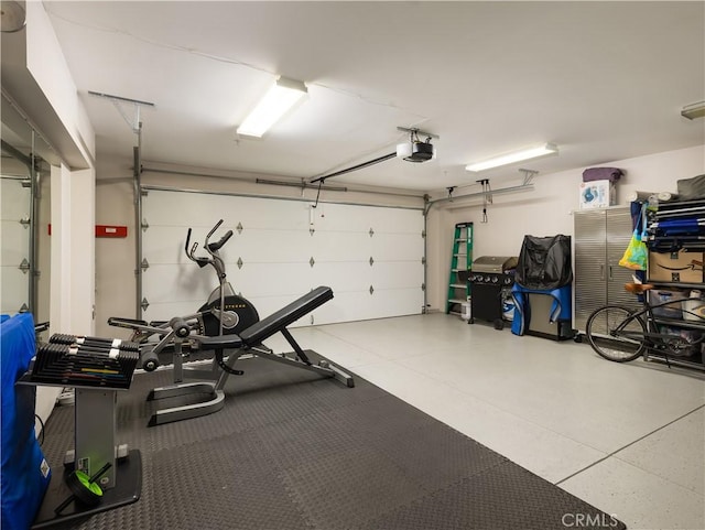 garage with a garage door opener