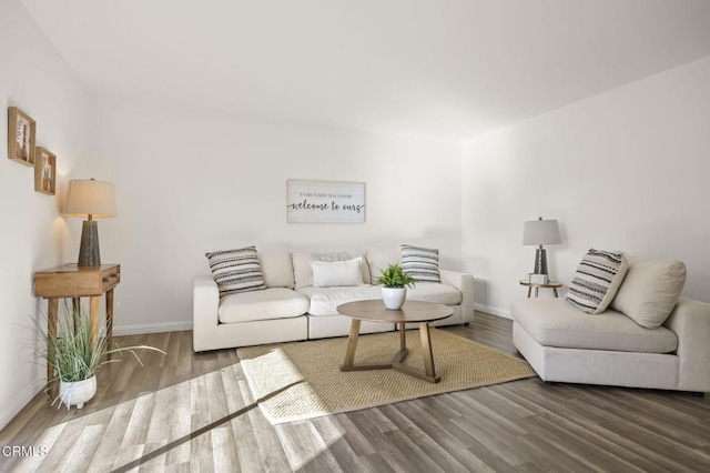 living room with hardwood / wood-style flooring