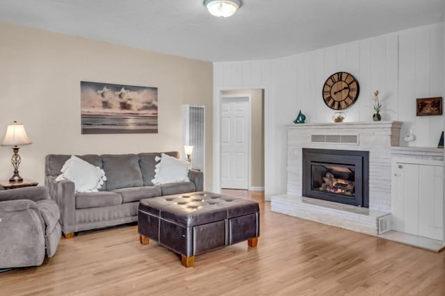 living room with light wood-type flooring