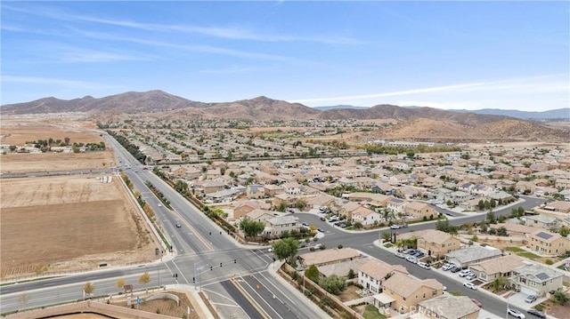 drone / aerial view featuring a mountain view