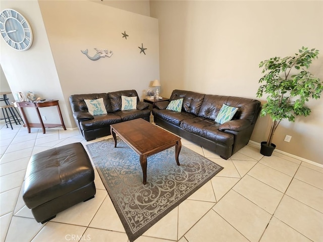 view of tiled living room