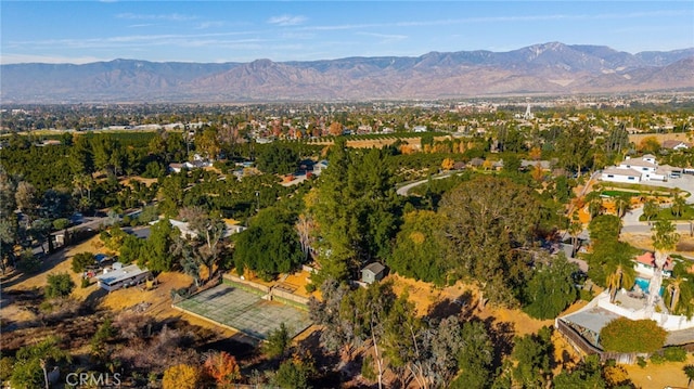 aerial view with a mountain view