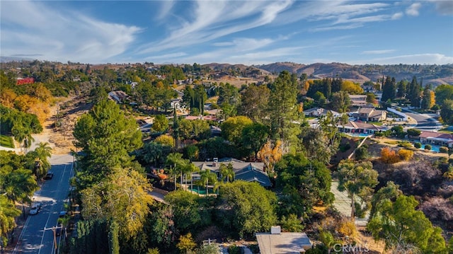 bird's eye view with a mountain view