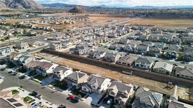 drone / aerial view featuring a mountain view