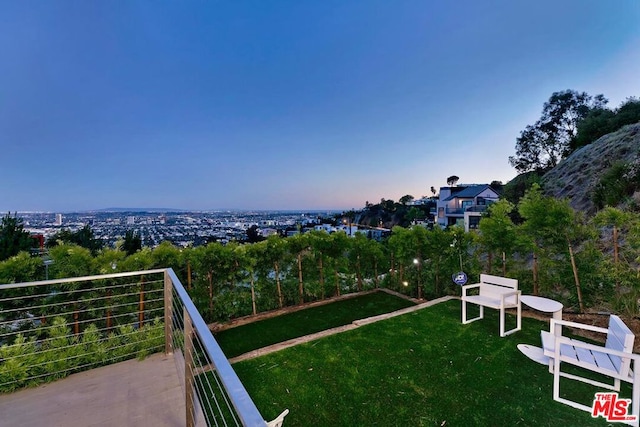 view of yard at dusk