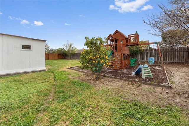 view of yard featuring a playground