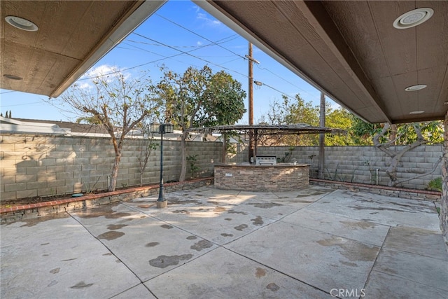 view of patio featuring exterior kitchen