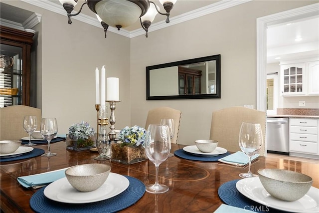 dining room with ornamental molding