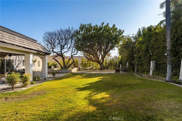 view of yard with ceiling fan